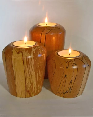 Handmade wooden tea light holders