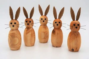 Handmade wooden bunnies