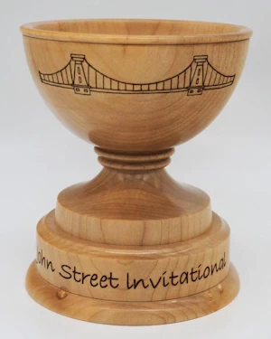 Handmade wooden race trophy cup